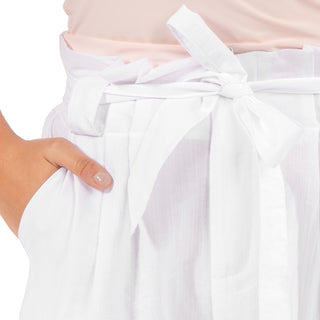 LINEN FLOWY HIGH WAIST PANTS WITH BELT