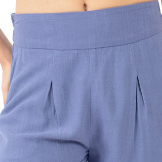 Pantalón Wide Leg de Lino con Pinzas y Cintura Elástica