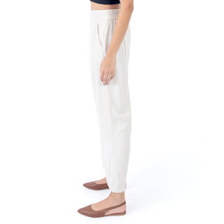 Pantalón Wide Leg de Lino con Pinzas y Cintura Elástica