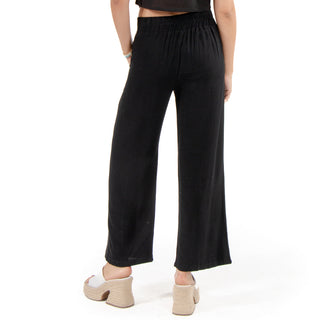 Pantalón Wide Leg de Lino con Pinzas y Cintura Elástica