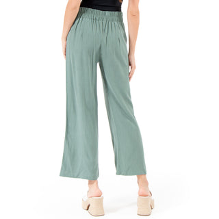 Pantalón Wide Leg de Lino con Pinzas y Cintura Elástica