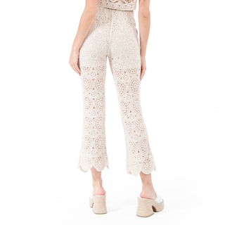 TEXTURED CROCHET WIDE LEG PANTS