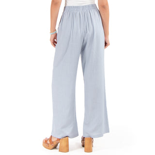 Pantalón Wide Leg de Lino con Pinzas y Drape Ligero