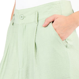 Pantalón Wide Leg de Lino con Pinzas y Trabillas