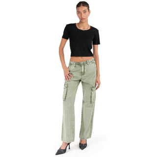 Pantalón Cargo Straight de Mezclilla Acid Wash