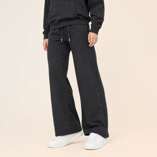 Pantalon Wide Leg con Jareta y Cintura Elástica para Mujer Forever 21 #color_negro