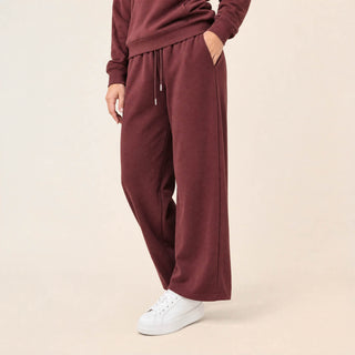 Pantalon Wide Leg con Jareta y Cintura Elástica para Mujer Forever 21 #color_vino