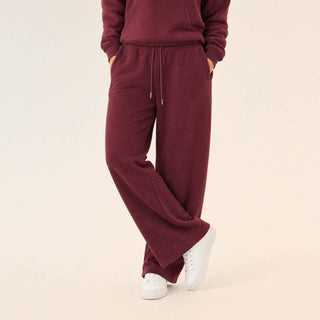 Pantalon Wide Leg con Jareta y Cintura Elástica para Mujer Forever 21 #color_vino