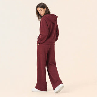 Pantalon Wide Leg con Jareta y Cintura Elástica para Mujer Forever 21 #color_vino