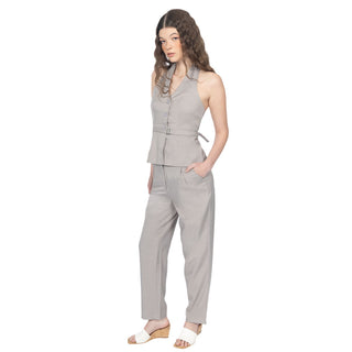 Pantalón de Tiro Alto con Doble Botón en Cintura