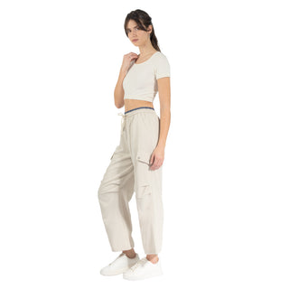Pantalón con Doble Cintura y Jareta