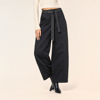 Pantalon Wide Leg con Cinto para Mujer Forever 21 #color_azul-marino