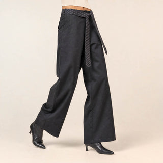 Pantalon Wide Leg con Cinto para Mujer Forever 21 #color_azul-marino