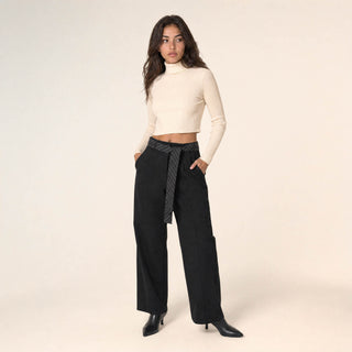 Pantalon Wide Leg con Cinto para Mujer Forever 21 #color_azul-marino