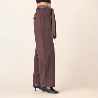 Pantalon Wide Leg con Cinto para Mujer Forever 21 #color_vino