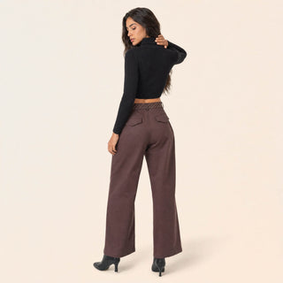 Pantalon Wide Leg con Cinto para Mujer Forever 21 #color_vino