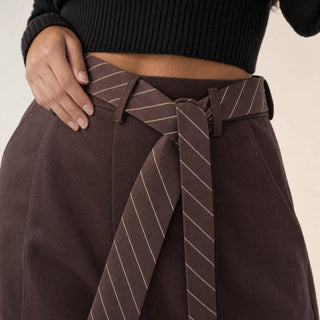 Pantalon Wide Leg con Cinto para Mujer Forever 21 #color_vino