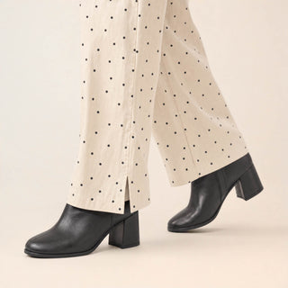 Pantalon Wide Leg con Pinzas y Estampado de Puntos para Mujer Forever 21 #color_blanco