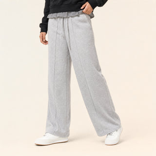 Pantalon Wide Leg con Pinzas y Cordón para Mujer Forever 21 #color_gris-jaspeado