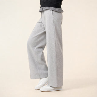 Pantalon Wide Leg con Pinzas y Cordón para Mujer Forever 21 #color_gris-jaspeado