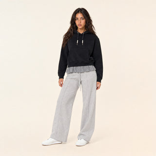 Pantalon Wide Leg con Pinzas y Cordón para Mujer Forever 21 #color_gris-jaspeado