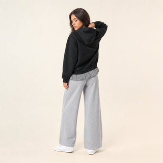Pantalon Wide Leg con Pinzas y Cordón para Mujer Forever 21 #color_gris-jaspeado