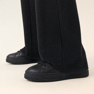 Pantalon Wide Leg con Pinzas y Cordón para Mujer Forever 21 #color_negro