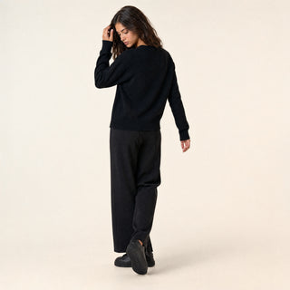 Pantalon Wide Leg con Pinzas y Cordón para Mujer Forever 21 #color_negro