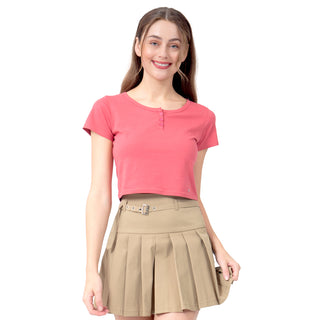 PLAYERA PARA MUJER BASIC CROP WITH BUTTONS FOREVER 21