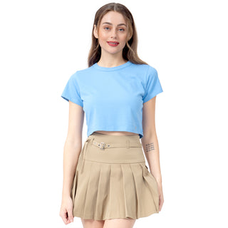 BASIC COTTON SHORT SLEEVE CROP T-SHIRT