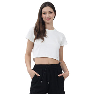 BASIC COTTON SHORT SLEEVE CROP T-SHIRT