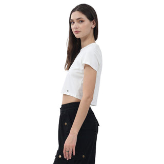 BASIC COTTON SHORT SLEEVE CROP T-SHIRT