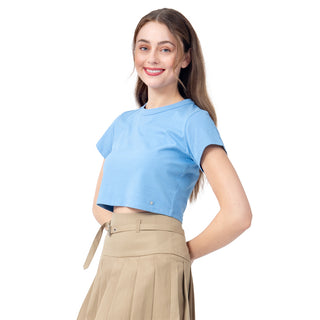 BASIC COTTON SHORT SLEEVE CROP T-SHIRT