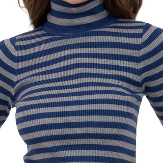 PLAYERA PARA MUJER KNIT HIGH NECK WITH STRIPES FOREVER 21