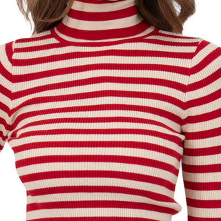 PLAYERA PARA MUJER KNIT HIGH NECK WITH STRIPES FOREVER 21