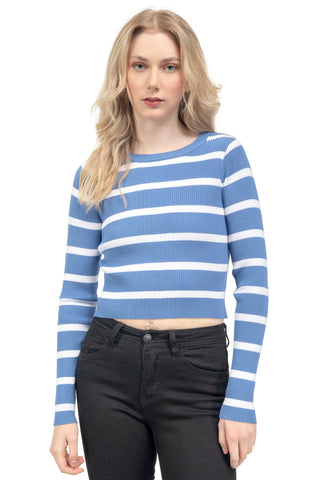 PLAYERA PARA MUJER KNIT CROP WITH STRIPES FOREVER 21