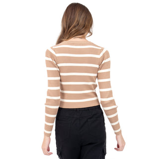 PLAYERA PARA MUJER KNIT CROP WITH STRIPES FOREVER 21