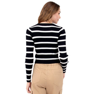 PLAYERA PARA MUJER KNIT CROP WITH STRIPES FOREVER 21