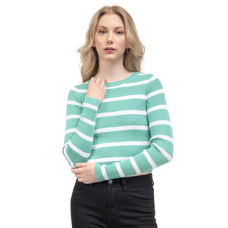 PLAYERA PARA MUJER KNIT CROP WITH STRIPES FOREVER 21