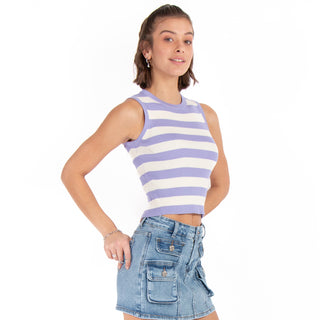 FITTED CROP TOP WITH STRIPES