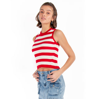 FITTED CROP TOP WITH STRIPES