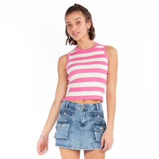 FITTED CROP TOP WITH STRIPES