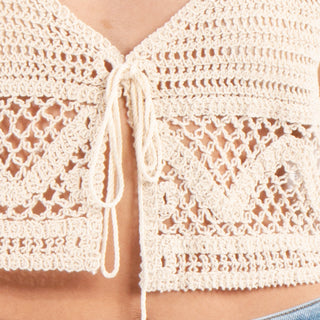 CROP TOP DE VERANO WITH KNITED CROCHET LACE-UP