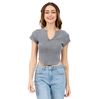 PLAYERA PARA MUJER V NECK & BUTTONS BASIC FOREVER 21