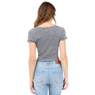 PLAYERA PARA MUJER V NECK & BUTTONS BASIC FOREVER 21