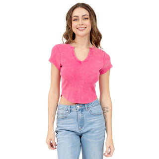 PLAYERA PARA MUJER V NECK & BUTTONS BASIC FOREVER 21