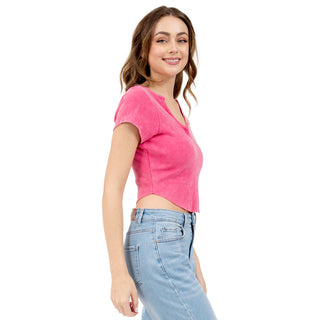 PLAYERA PARA MUJER V NECK & BUTTONS BASIC FOREVER 21