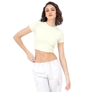 PLAYERA LISA CROP MANGA CORTA PARA DAMA FOREVER 21