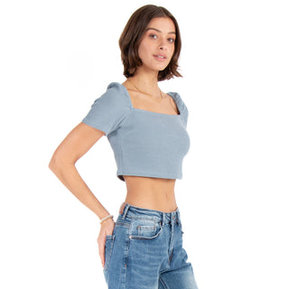 BLOUSE CROP WITH OPEN NECK