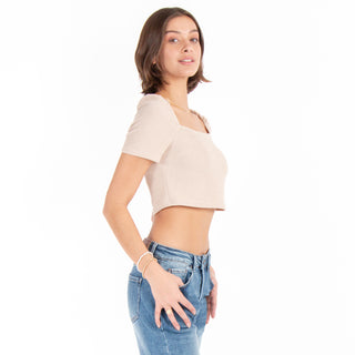 BLOUSE CROP WITH OPEN NECK